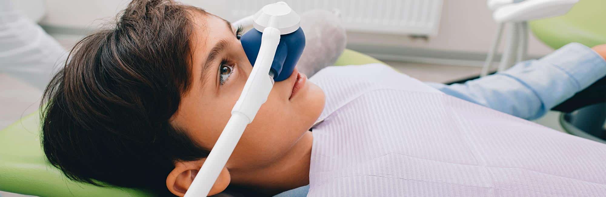 Patient relaxing with nitrous oxide during dental treatment