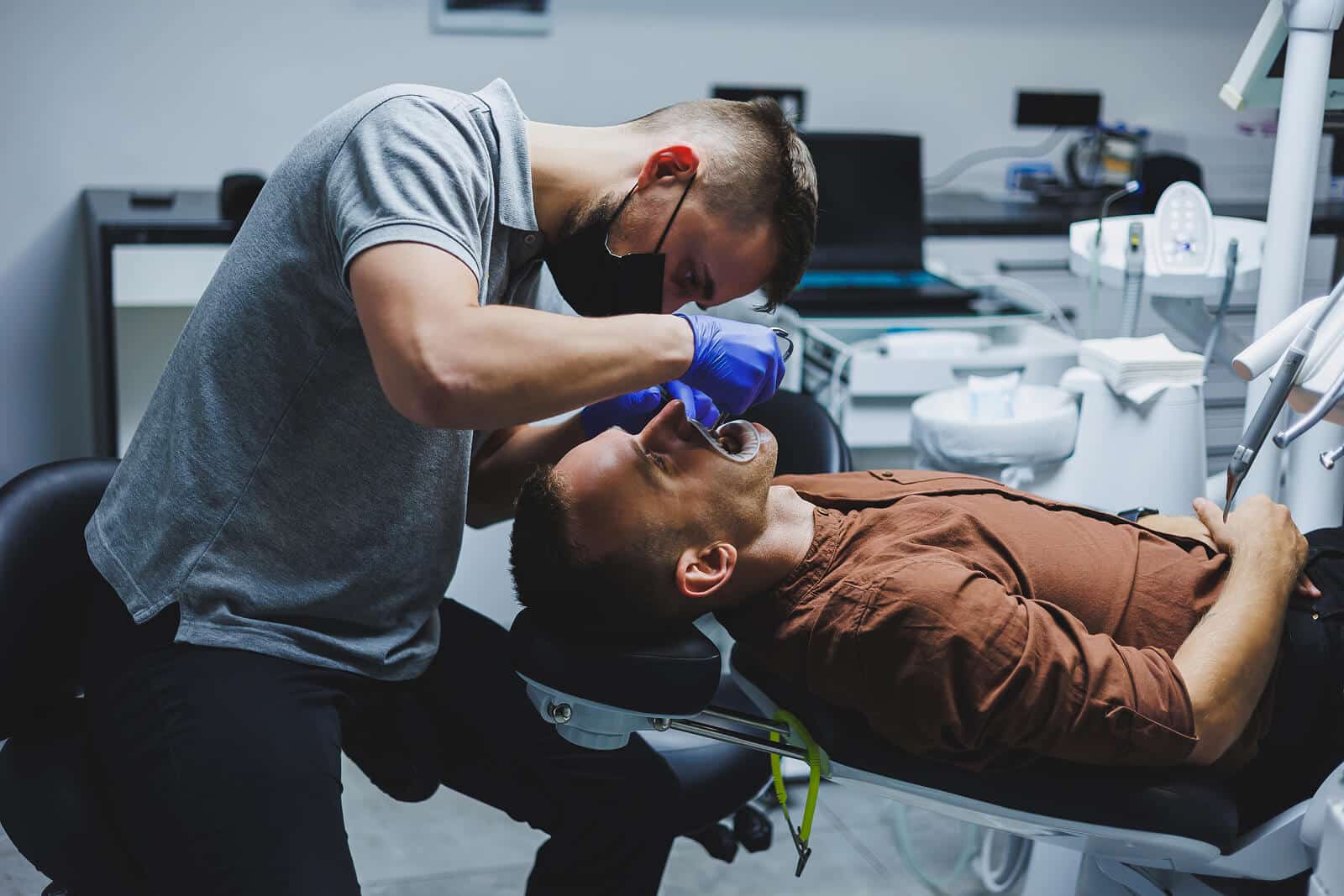 Relaxed patient during dental treatment with oral sedation